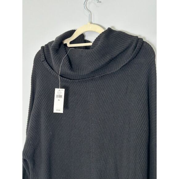 NWT Banana Republic Women's Black Cowl Neck Drop Shoulder Sweater Dress Size XL - Picture 3 of 7